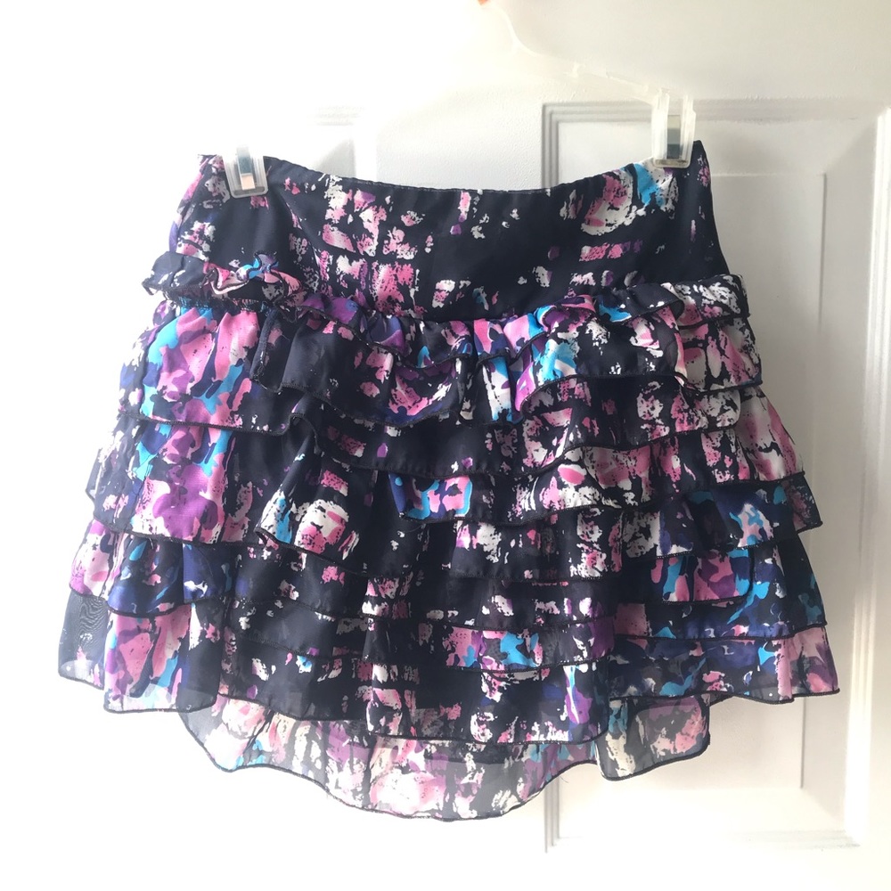 Ruffle multicolored mini skirt